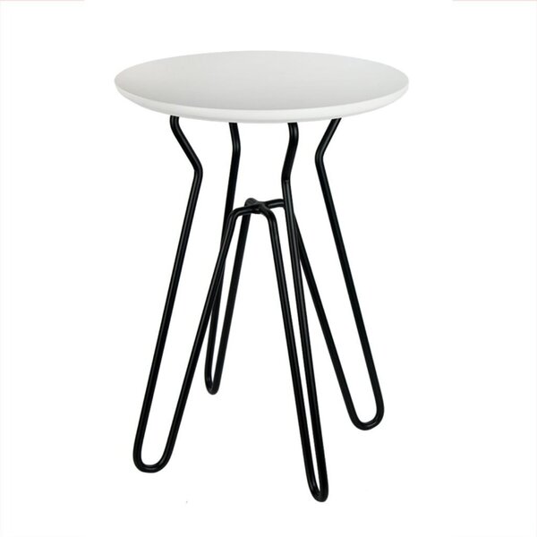 Banco Baixo Terra Com Pes De Ferro Preto/branco