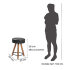 Banco Banqueta Baixa Paris Couríssimo Preto - Loja Sheep