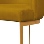 Banco Banqueta Decorativa Emília Em Suede Mostarda Com Base D