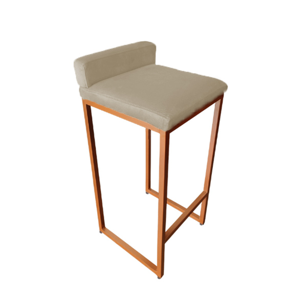 Banco Banqueta Grécia Pés De Metal Bronze Veludo - Estopar -