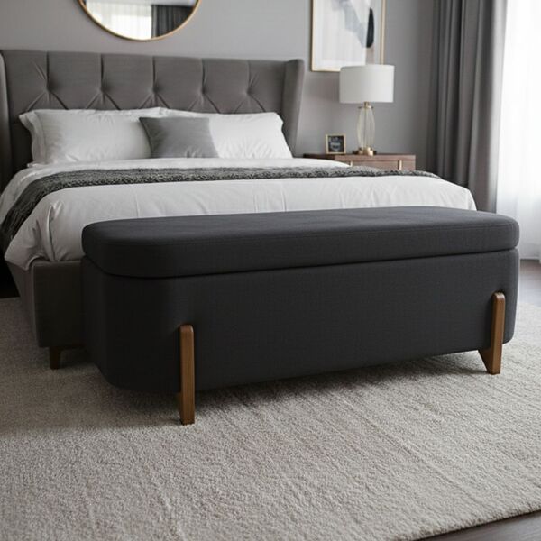 Banco Baú Organizador Estofado Orgânico Milão Peseira 1 40 Bo