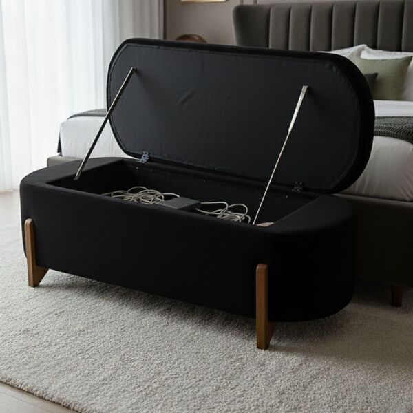 Banco Baú Organizador Estofado Orgânico Milão Peseira 1 40 Bo