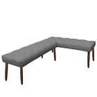 Banco De Canto Estofado Sira Suede Cinza Pés Palito Castanho