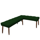 Banco De Canto Estofado Sira Suede Verde Pés Palito Castanho