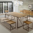 Banco De Ferro Industrial Assento De Madeira 03 Lugares Conra