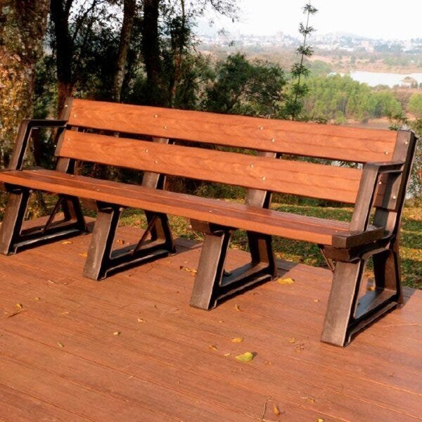 Banco De Jardim Em Madeira Plástica 200cm Premium  Ipê