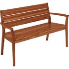 Banco De Madeira Muiracatiara Retangular Com Encosto E Braco