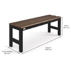 Banco Em Aço Com Assento Madeira 2 Lugares Isma Preto