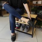 Banco Em Ferro Com Assento Em Madeira C/ Sapateira Para Porta