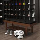 Banco Em Madeira Almofadado Com Sapateira Preto