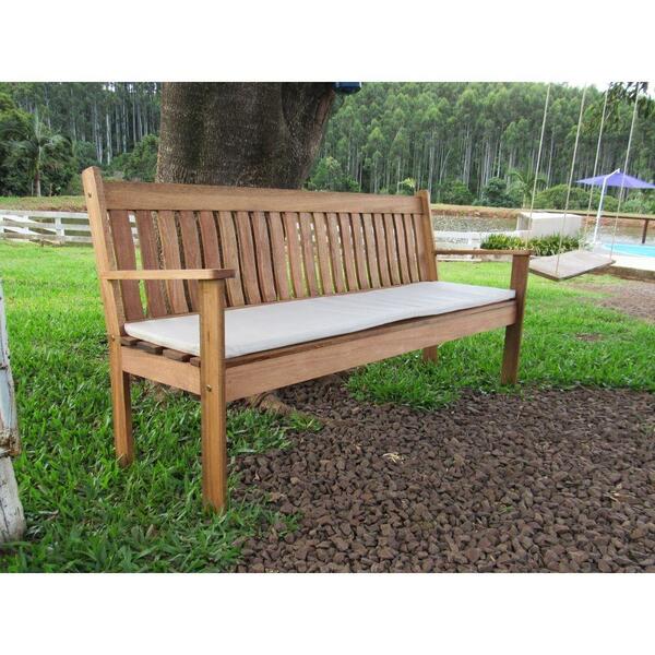 Banco Em Madeira Namoradeira Robust Estofado - Bege