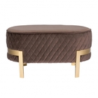 Banco Em Metal E Tecido Marrom E Dourado