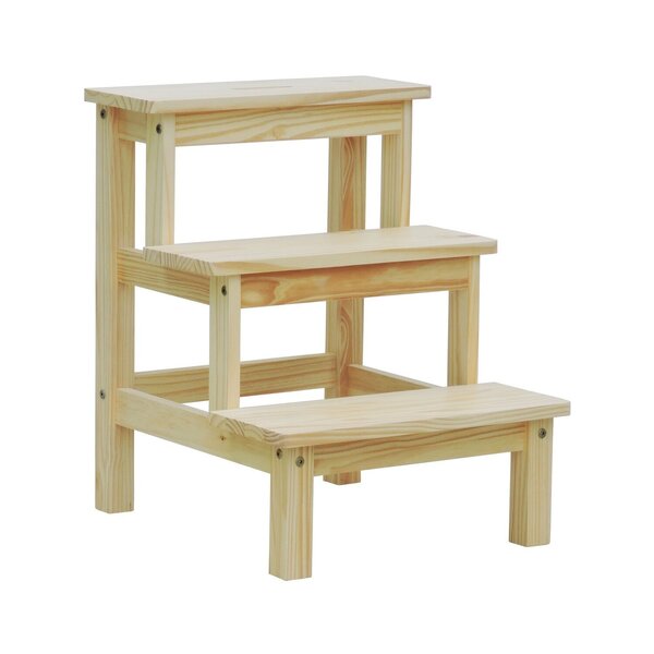 Banco Escada Madeira Maciça 60cm X 49cm X 43cm. Natural