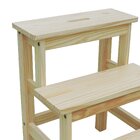 Banco Escada Madeira Maciça 60cm X 49cm X 43cm. Natural