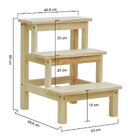Banco Escada Madeira Maciça 60cm X 49cm X 43cm. Natural