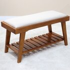 Banco Gaia Com Apoio Madeira Maciça E Assento Estofado Pinhão