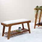 Banco Gaia Com Apoio Madeira Maciça E Assento Estofado Pinhão