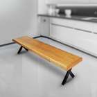 Banco Industrial Texas Madeira Maciça 2 20m Ferragem Preta