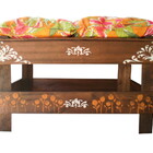 Banco Madeira Tulipas E Almofada