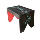 Banco Madeira Vermelho E Preto