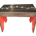 Banco Madeira Vermelho E Preto