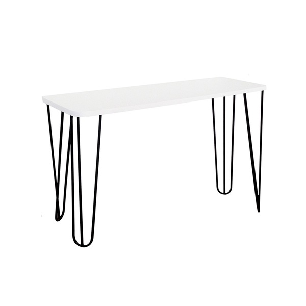 Banco Namoradeira Tampo Pés Hairpin Legs Estilo Industrial Branco Laca