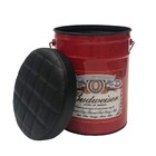 Banco Puff Baú Tambor Redondo 42x30x30cm Cerveja Vermelho
