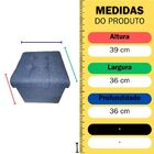 Banco Puff De Madeira Tecido Bege Baú Guarda Volume