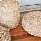 Banco Puff De Seagrass Redondo 60x60x20cm Yara - Jolitex