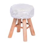 Banco Puff Pelucia Sintetico Madeira Design Vintage Moderno