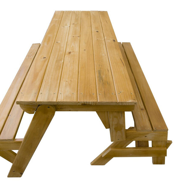 Banco Que Vira Mesa 1,5m Com Verniz Imbuia Para 6 Pessoas