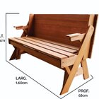 Banco Que Vira Mesa 1,60 Metros 4 Lugares, Em Cera, Madeira M