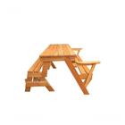 Banco Que Vira Mesa 1,6m Ripada Com Verniz + Apoio