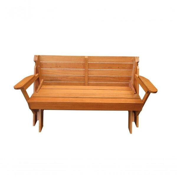 Banco Que Vira Mesa 1,6m Ripada Com Verniz + Apoio