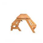 Banco Que Vira Mesa 1,8m Madeira De Lei Ripada Com Verniz