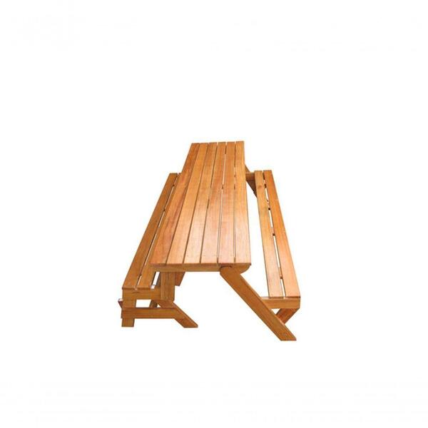 Banco Que Vira Mesa 1,8m Ripada Com Stain + Par De Banquetas