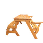 Banco Que Vira Mesa 1 8m Madeira De Lei Ripada Com Verniz + A