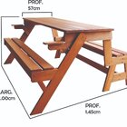 Banco Que Vira Mesa 2,00 Metros 6 Lugares, Em Cera, Madeira M