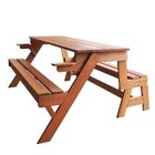 Banco Que Vira Mesa 2,00 Metros 6 Lugares, Em Cera, Madeira M