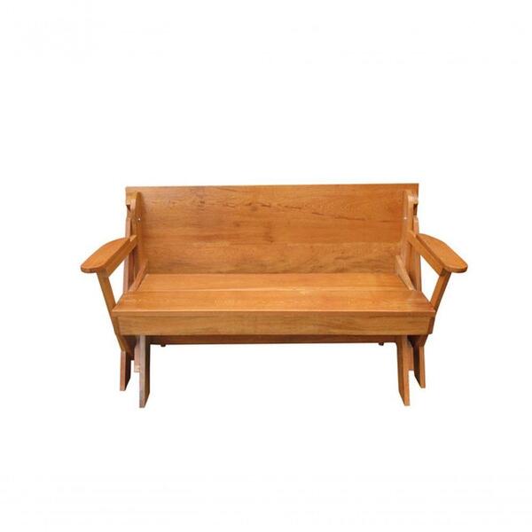 Banco Que Vira Mesa 2,2m Lisa Com Verniz + Apoio E Banquetas