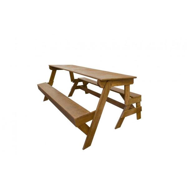 Banco Que Vira Mesa Angelim Pedra Com Verniz - 1,5 Metros