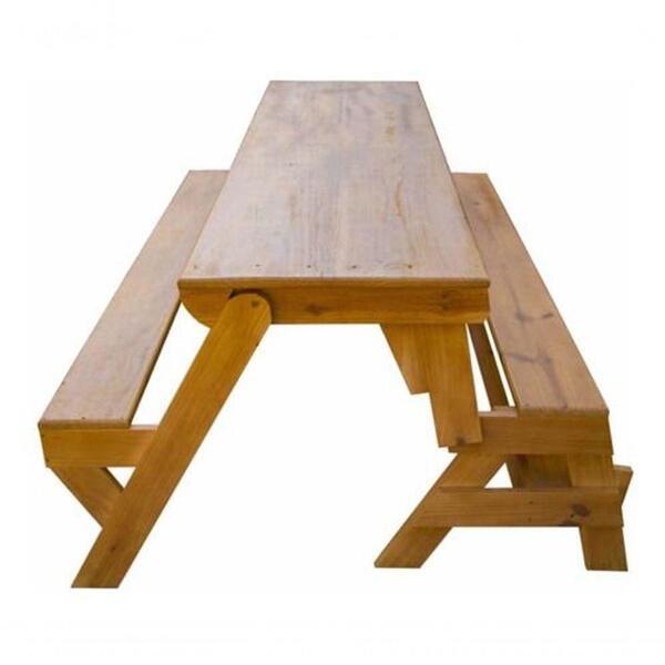 Banco Que Vira Mesa Com Verniz - 2 Metros