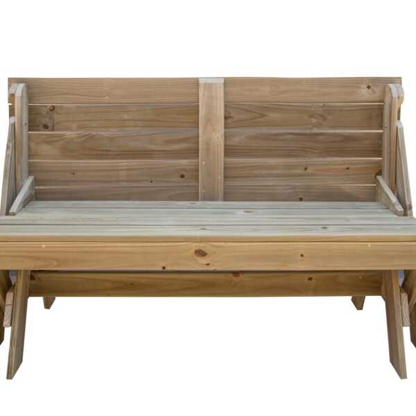 Banco Que Vira Mesa Pinus Tratado Autoclave Envernizado - 1 M