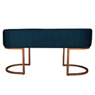 Banco Recamier Estofado Luana Base Bronze Veludo Azul Marinho