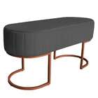 Banco Recamier Estofado Luana Base Bronze Veludo Cinza - Mont