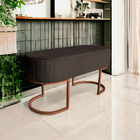 Banco Recamier Estofado Luana Base Bronze Veludo Marrom - Mon