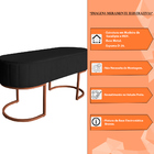 Banco Recamier Estofado Luana Base Bronze Veludo Preto - Mont