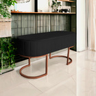 Banco Recamier Estofado Luana Base Bronze Veludo Preto - Mont
