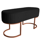 Banco Recamier Estofado Luana Base Bronze Veludo Preto - Mont