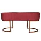 Banco Recamier Estofado Luana Base Bronze Veludo Vermelho - M